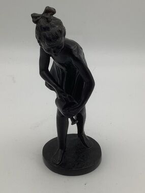 Vintage Russian Kasli Cast Iron Girl with Watering  Can Figurine